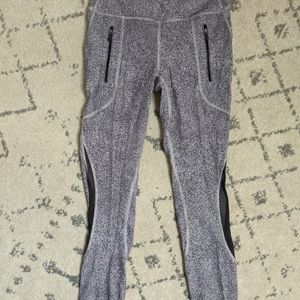 Lulu Leggings Grey/White/Black Mesh Leg Detail